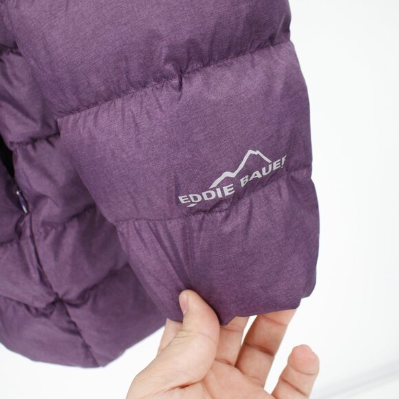 Eddie bauer coat Women's XL 650 Down Fill Packable Quilted Puffer Purple Hooded - Picture 3 of 15
